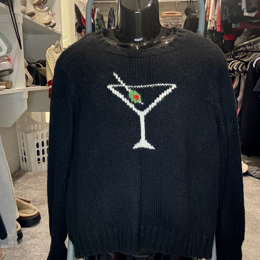 Black Sweater with Martini Glass by Wooden Ships